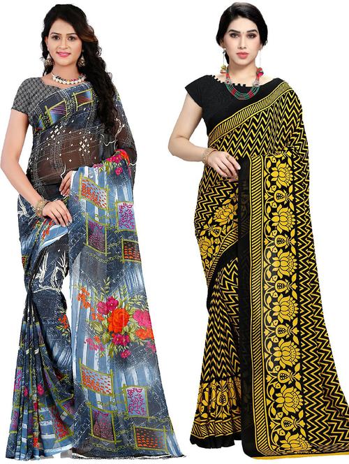 women pack of 2 casual wear combo sarees with blouse - 21475642 - Very Small Image - 1