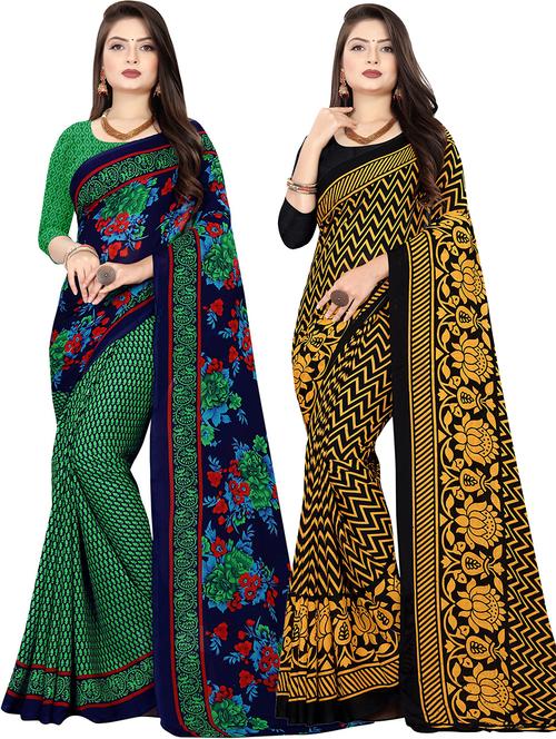 women pack of 2 casual wear combo sarees with blouse - 21475643 - Very Small Image - 1