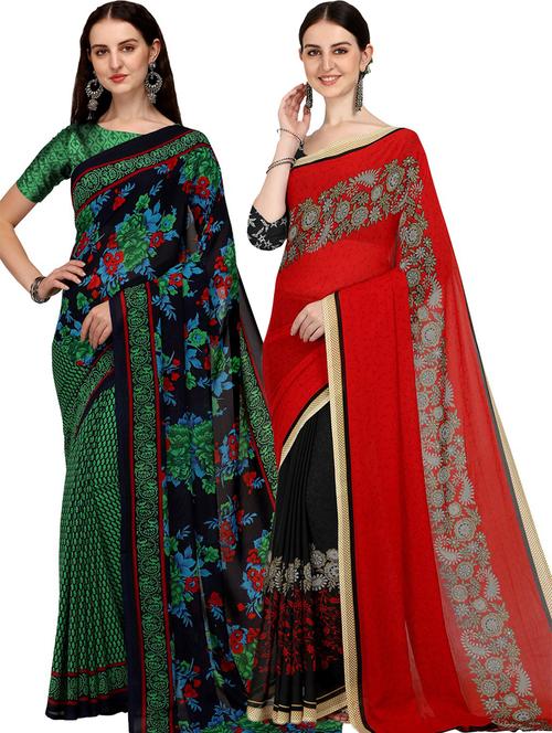 women pack of 2 casual wear combo sarees with blouse - 21475669 - Very Small Image - 1