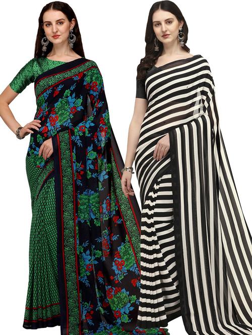 women pack of 2 casual wear combo sarees with blouse - 21475671 - Very Small Image - 1