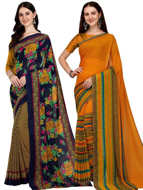 women pack of 2 casual wear combo sarees with blouse - 21475672 - Very Small Image - 1