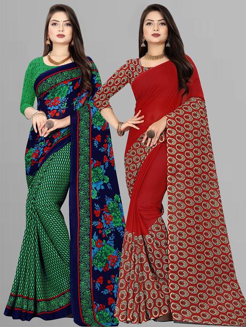 women pack of 2 casual wear combo sarees with blouse - 21475675 - Very Small Image - 1