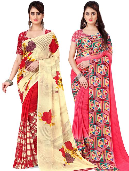 women pack of 2 casual wear combo sarees with blouse - 21475693 - Very Small Image - 1