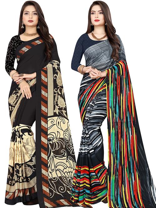women pack of 2 casual wear combo sarees with blouse - 21475696 - Very Small Image - 1