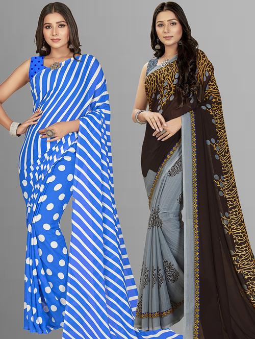 women pack of 2 casual wear combo sarees with blouse - 21475714 - Very Small Image - 1