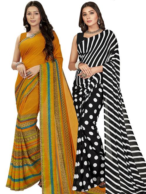 women pack of 2 casual wear combo sarees with blouse - 21475737 - Very Small Image - 1