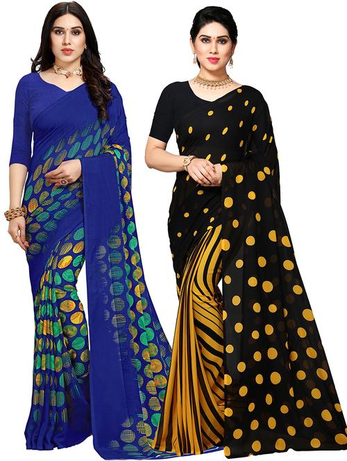 women pack of 2 casual wear combo sarees with blouse - 21475752 - Very Small Image - 1