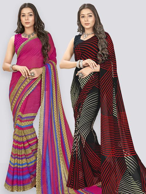 women pack of 2 casual wear combo sarees with blouse - 21475768 - Very Small Image - 1