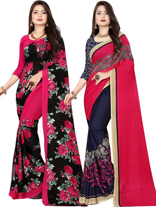 women pack of 2 casual wear combo sarees with blouse - 21475776 - Very Small Image - 1