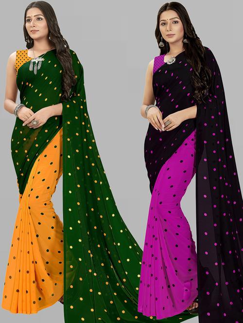 women pack of 2 casual wear combo sarees with blouse - 21475782 - Very Small Image - 1