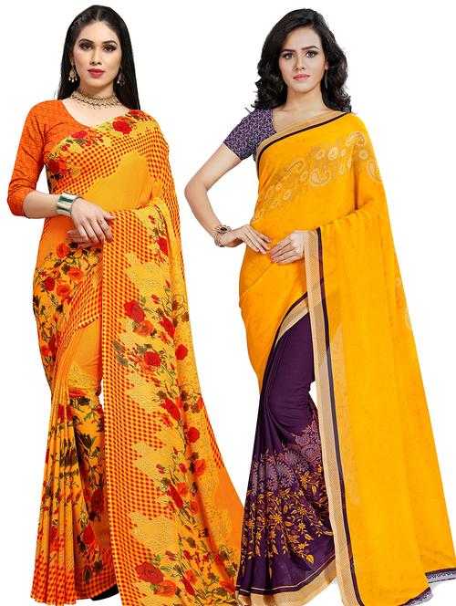 women pack of 2 casual wear combo sarees with blouse - 21475786 - Very Small Image - 1