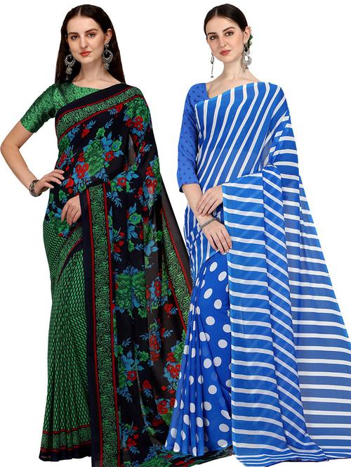 women pack of 2 casual wear combo sarees with blouse - 21475794 - Very Small Image - 1