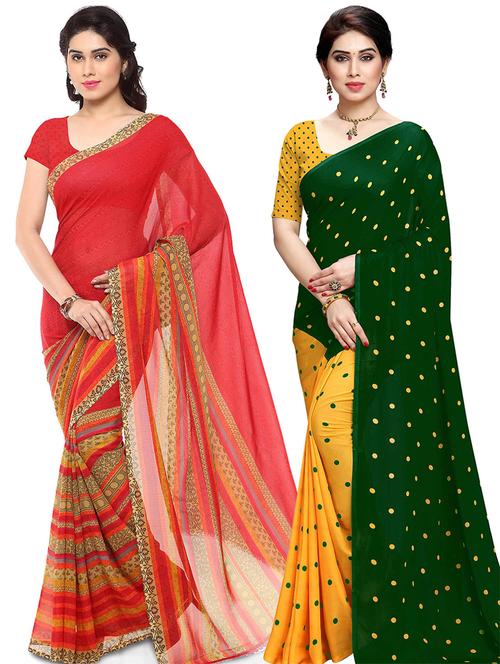 women pack of 2 casual wear combo sarees with blouse - 21475798 - Very Small Image - 1
