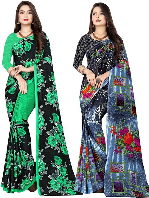 women pack of 2 casual wear combo sarees with blouse - 21475804 - Very Small Image - 1