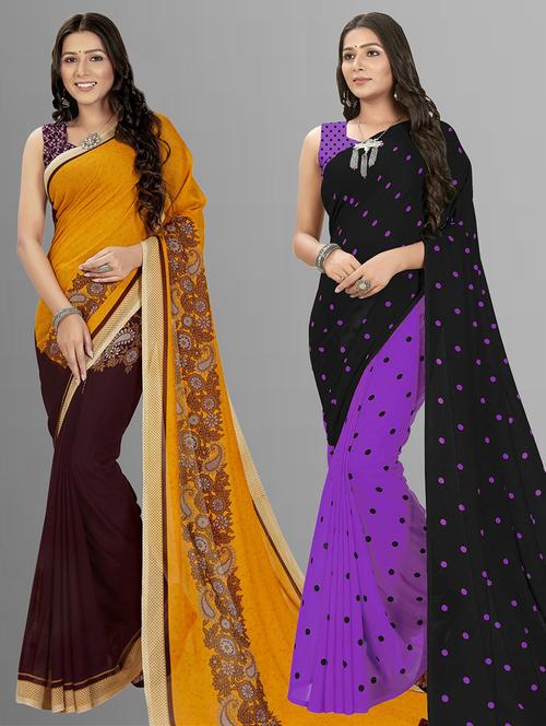 women pack of 2 casual wear combo sarees with blouse - 21475833 - Very Small Image - 1
