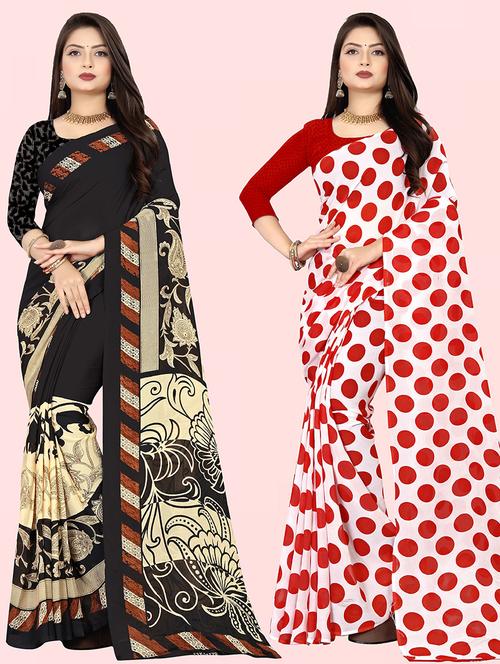 women pack of 2 casual wear combo sarees with blouse - 21475841 - Very Small Image - 1
