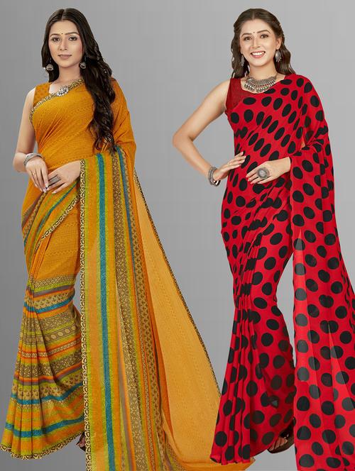 women pack of 2 casual wear combo sarees with blouse - 21475856 - Very Small Image - 1
