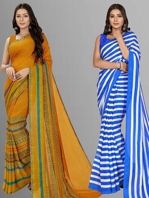 women pack of 2 casual wear combo sarees with blouse - 21475862 - Very Small Image - 1