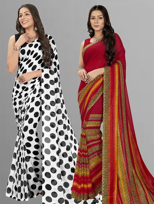 women pack of 2 casual wear combo sarees with blouse - 21475891 - Very Small Image - 1