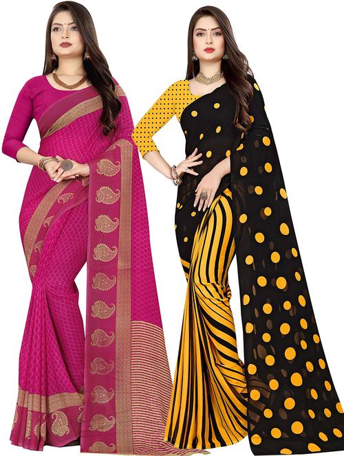 women pack of 2 casual wear combo sarees with blouse - 21475905 - Very Small Image - 1