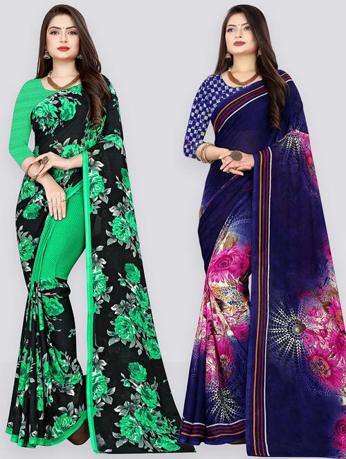 women pack of 2 casual wear sarees with blouse - 21475916 - Very Small Image - 1