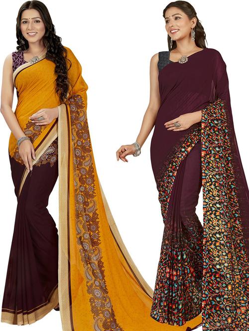 women pack of 2 casual wear combo sarees with blouse - 21475928 - Very Small Image - 1
