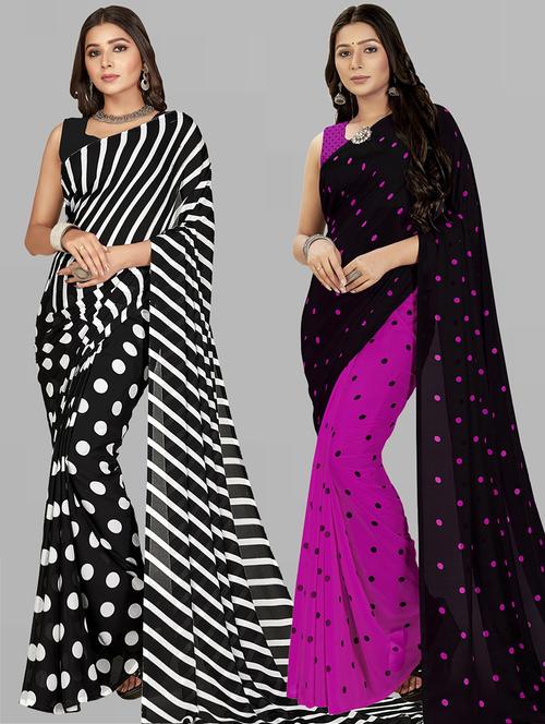 women pack of 2 casual wear combo sarees with blouse - 21475971 - Very Small Image - 1