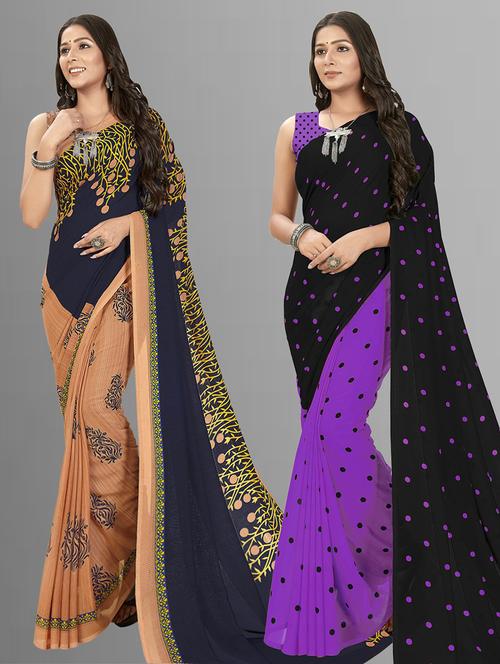 women pack of 2 casual wear sarees with blouse - 21475998 - Very Small Image - 1