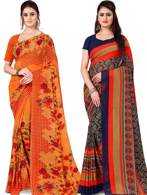 women pack of 2 casual wear combo sarees with blouse - 21476006 - Very Small Image - 1