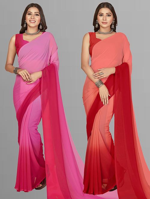 women pack of 2 casual wear combo sarees with blouse - 21476018 - Very Small Image - 1