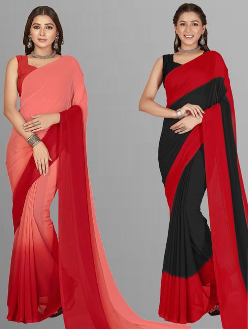 women pack of 2 printed casual wear saree with blouse - 21476019 - Very Small Image - 1