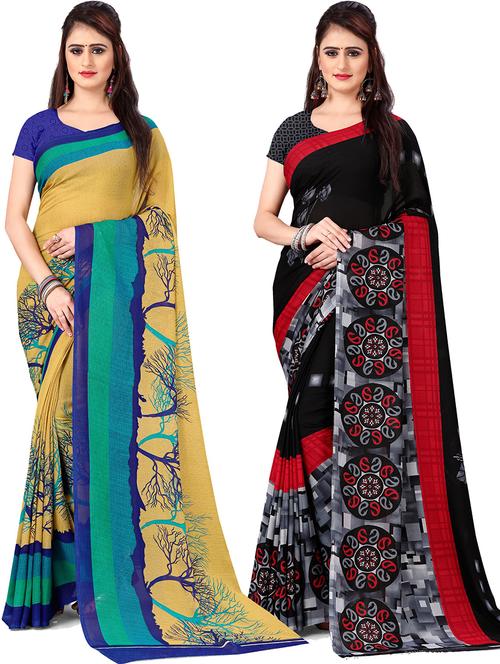 women pack of 2 casual wear sarees with blouse - 21476027 - Very Small Image - 1