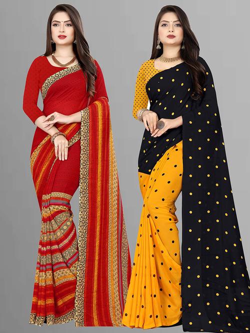 women pack of 2 printed casual wear saree with blouse - 21476041 - Very Small Image - 1