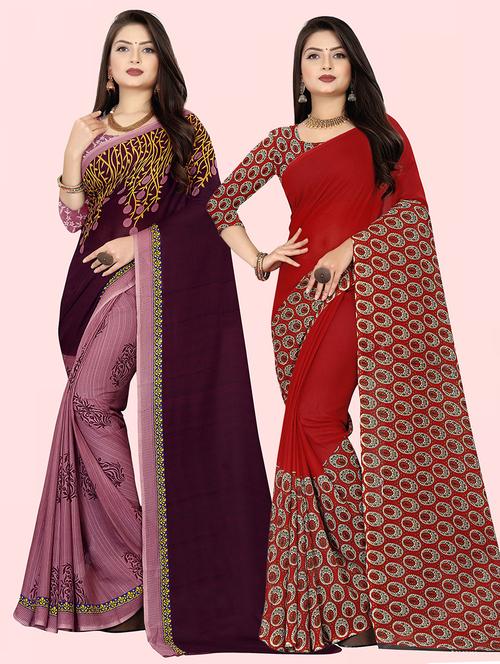 women pack of 2 casual wear combo sarees with blouse - 21476064 - Very Small Image - 1