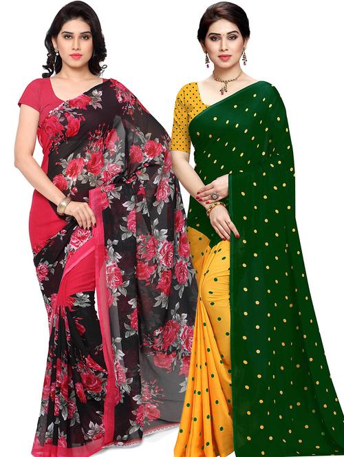 women pack of 2 casual wear combo sarees with blouse - 21476072 - Very Small Image - 1