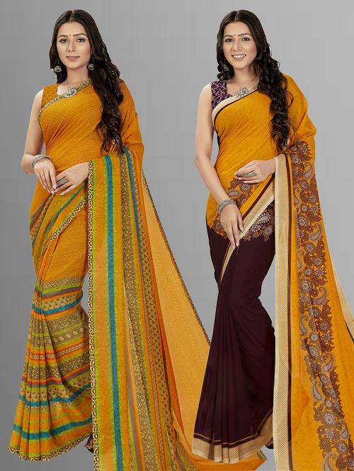 women pack of 2 casual wear combo sarees with blouse - 21476094 - Very Small Image - 1
