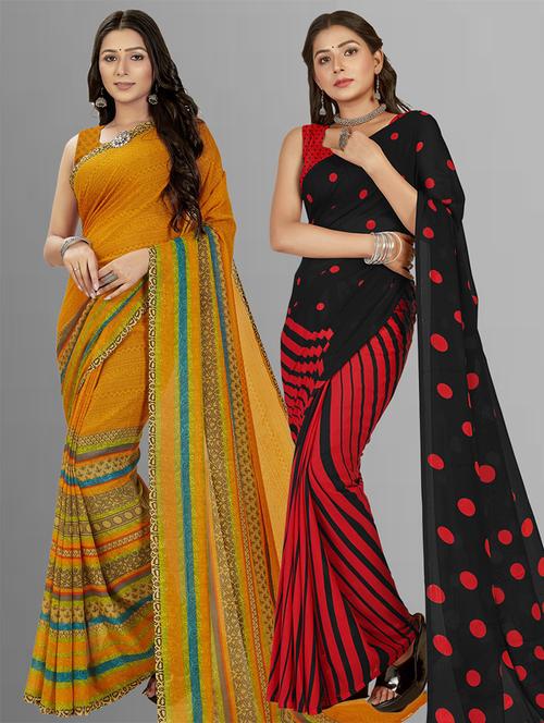 women pack of 2 casual wear combo sarees with blouse - 21476095 - Very Small Image - 1