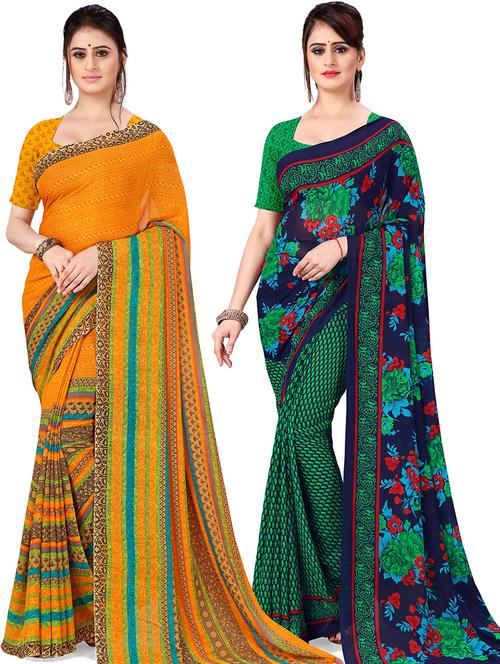 women pack of 2 casual wear sarees with blouse - 21476137 - Very Small Image - 1