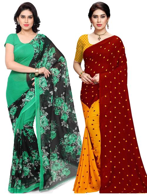 women pack of 2 casual wear combo sarees with blouse - 21476145 - Very Small Image - 1