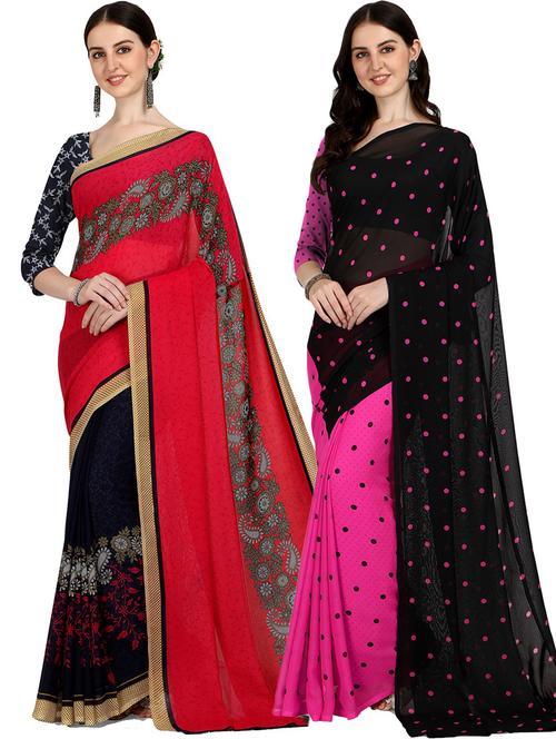 women pack of 2 casual wear sarees with blouse - 21476146 - Very Small Image - 1