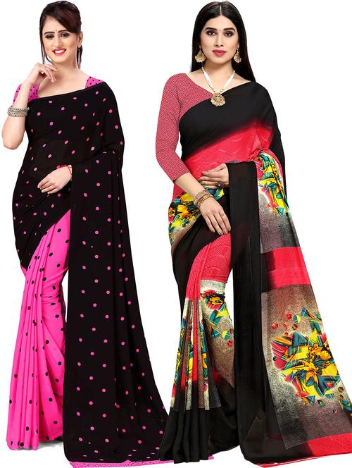 women pack of 2 printed casual wear saree with blouse - 21476163 - Very Small Image - 1