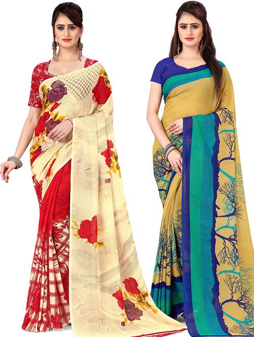women pack of 2 casual wear combo sarees with blouse - 21476177 - Very Small Image - 1