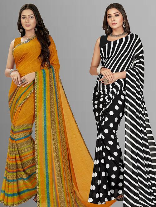 women pack of 2 casual wear combo sarees with blouse - 21476206 - Very Small Image - 1