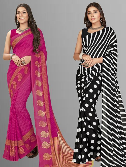 women pack of 2 casual wear sarees with blouse - 21476207 - Very Small Image - 1