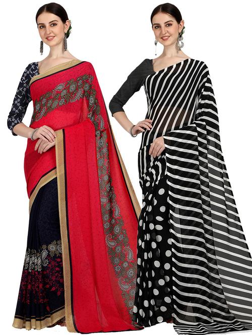 women pack of 2 casual wear combo sarees with blouse - 21476208 - Very Small Image - 1