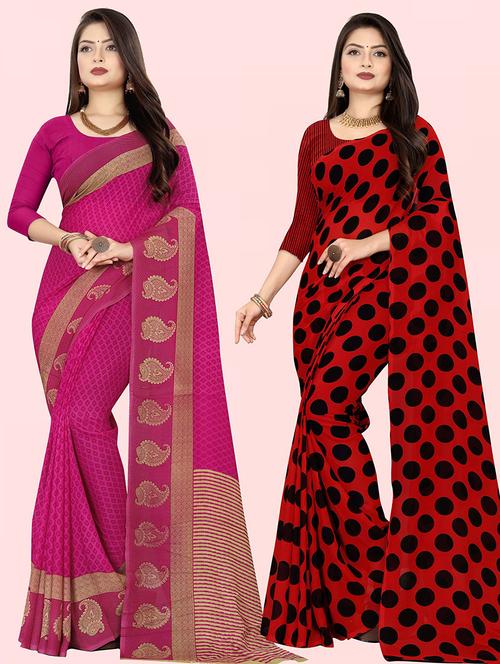 women pack of 2 casual wear sarees with blouse - 21476218 - Very Small Image - 1