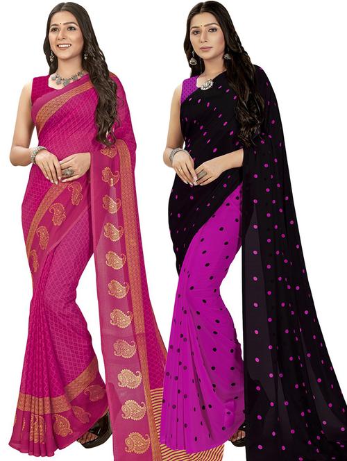 women pack of 2 casual wear combo sarees with blouse - 21476238 - Very Small Image - 1