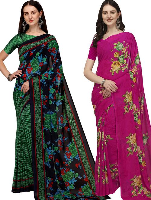 women pack of 2 casual wear sarees with blouse - 21476259 - Very Small Image - 1