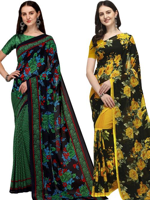 women pack of 2 casual wear combo sarees with blouse - 21476260 - Very Small Image - 1