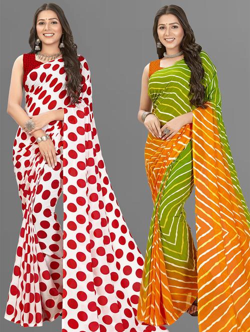 women pack of 2 casual wear sarees with blouse - 21476264 - Very Small Image - 1